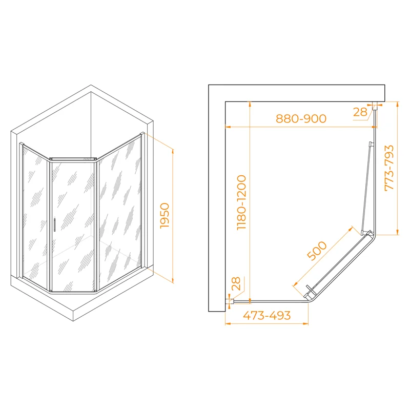Душевой уголок RGW Passage 38088692-111 90x120 стекло прозрачное 6 мм