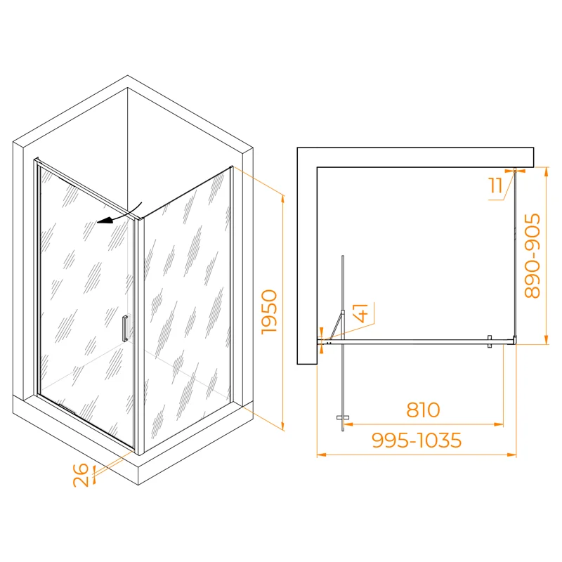 Душевой уголок RGW Stilvoll 703214509-14 100x90 стекло прозрачное 8 мм