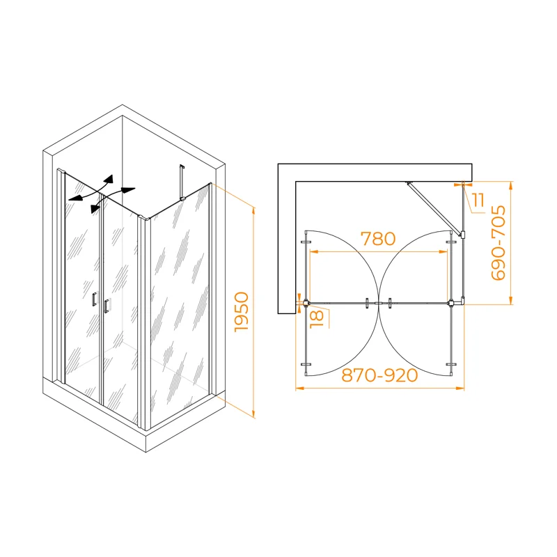 Душевой уголок RGW Passage 060814497-14 90x70 стекло прозрачное 6 мм