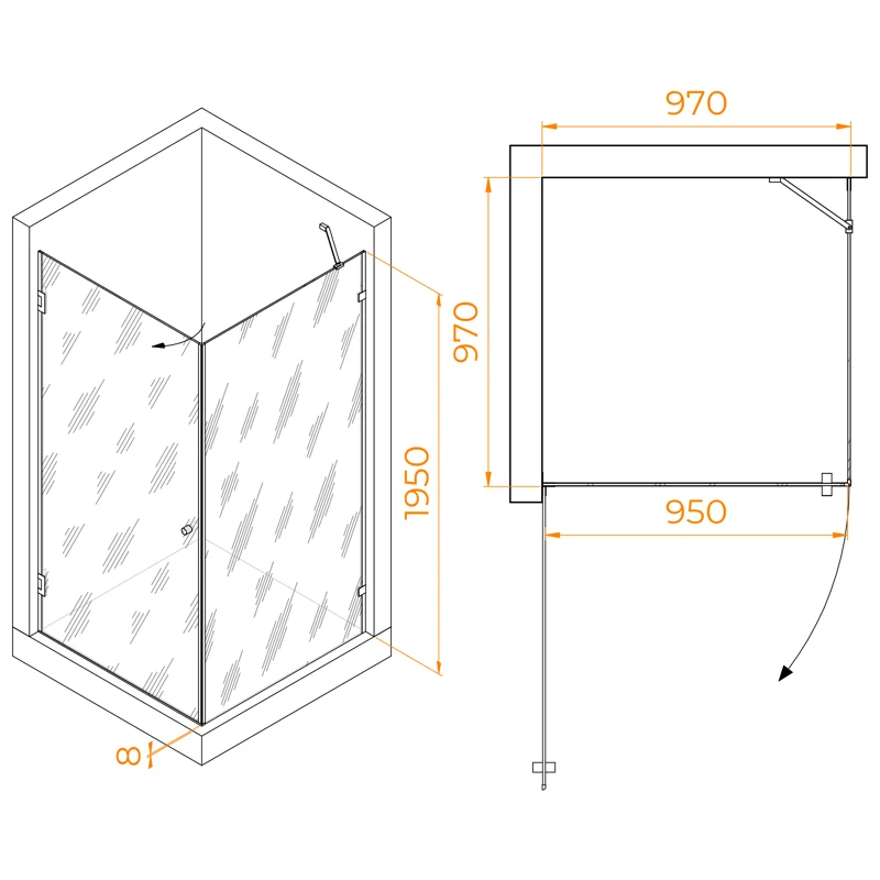 Душевой уголок RGW Hotel HO-034 100х100 35063400-11 профиль Хром стекло прозрачное
