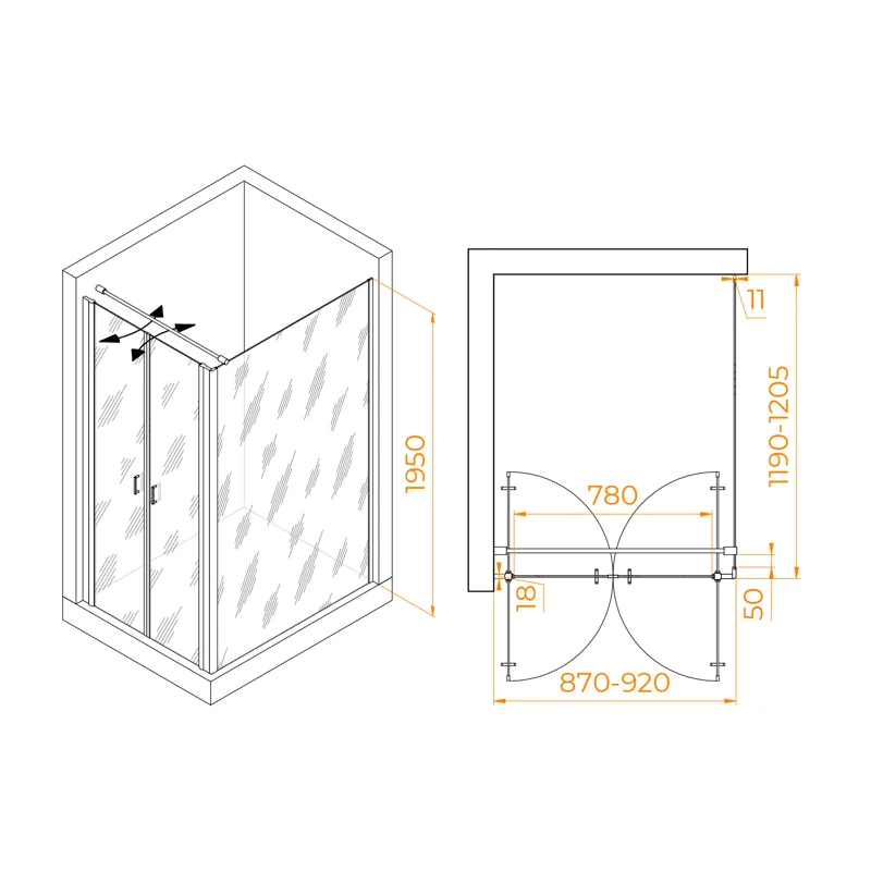 Душевой уголок RGW Passage 060814492-014 90x120 стекло прозрачное 6 мм