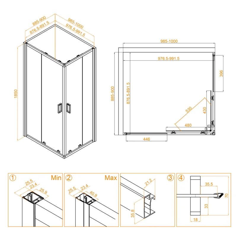 Душевой уголок RGW Classic CL-44 100х90 32094490-11 профиль Хром стекло прозрачное