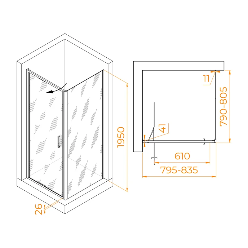 Душевой уголок RGW Stilvoll 703213588-11 80x80 стекло прозрачное 8 мм