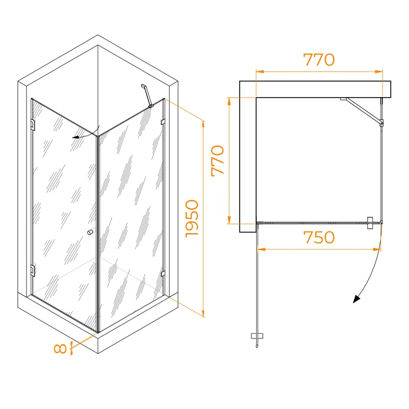 Душевой уголок RGW Hotel 35063488-11 80x80 стекло прозрачное 8 мм