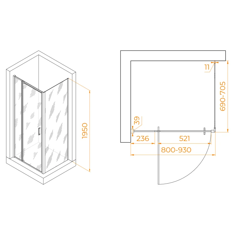 Душевой уголок RGW Passage 350807887-14 80x70 стекло прозрачное 6 мм