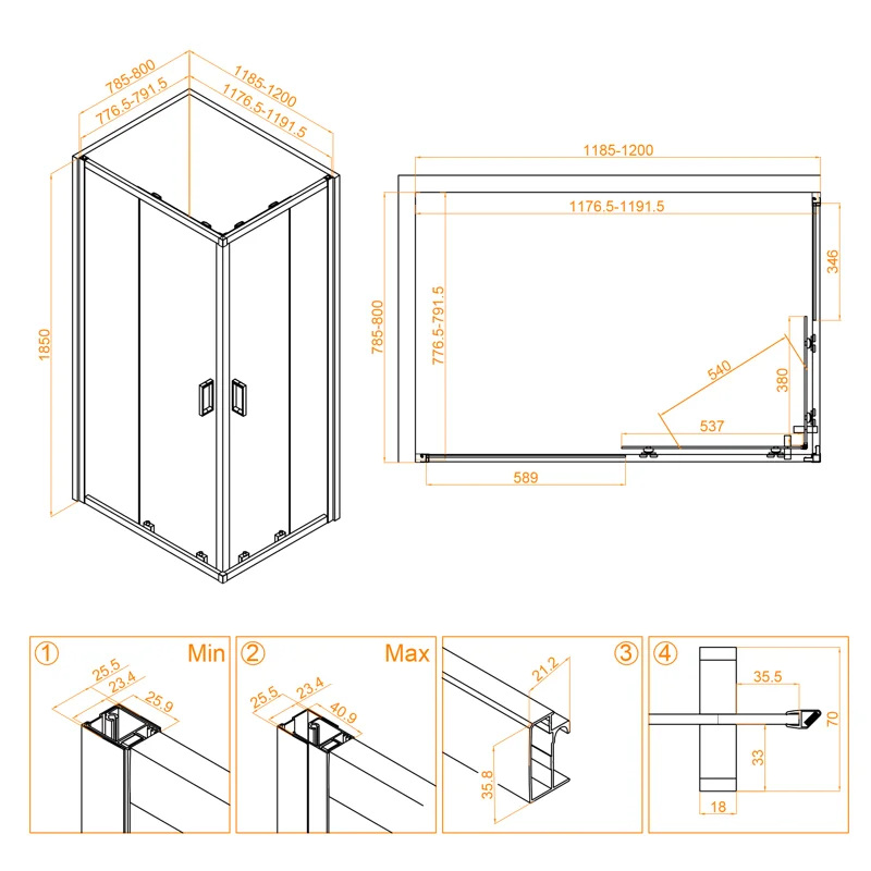 Душевой уголок RGW Classic CL-44 120х80 32094482-11 профиль Хром стекло прозрачное
