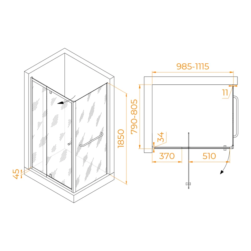 Душевой уголок RGW Passage 410844108-011 100x80 стекло прозрачное 6 мм