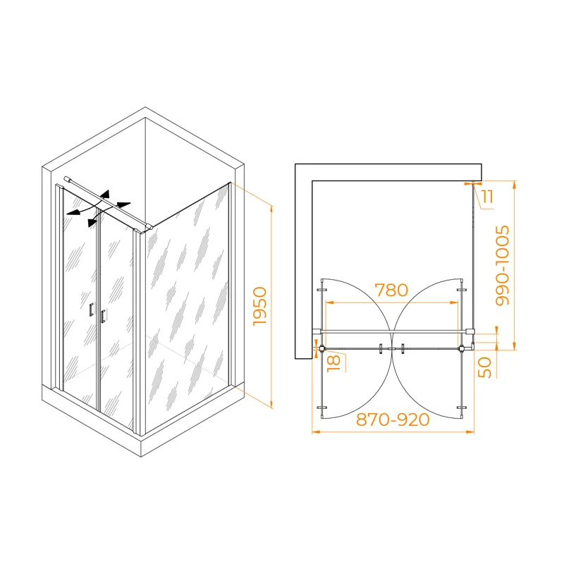 Душевой уголок RGW Passage 060814490-014 90x100 стекло прозрачное 6 мм