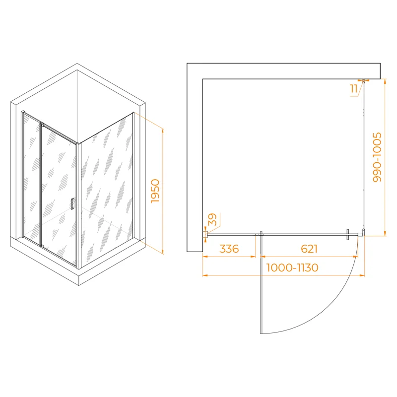 Душевой уголок RGW Passage 350807800-11 100x100 стекло прозрачное 6 мм