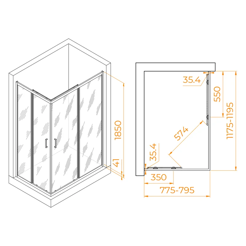 Душевой уголок RGW Passage PA-146B 120x80 020814682-14 профиль Черный стекло прозрачное