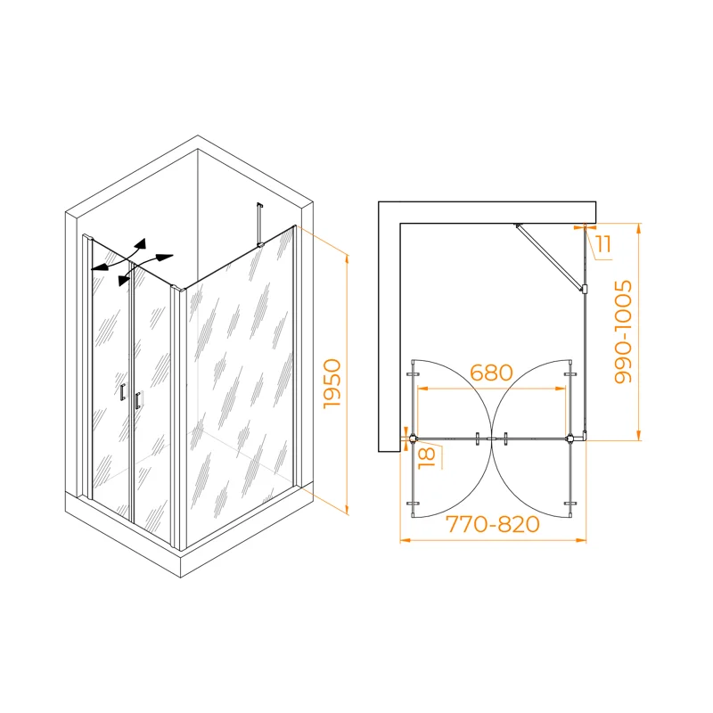 Душевой уголок RGW Passage 060814480-11 80x100 стекло прозрачное 6 мм
