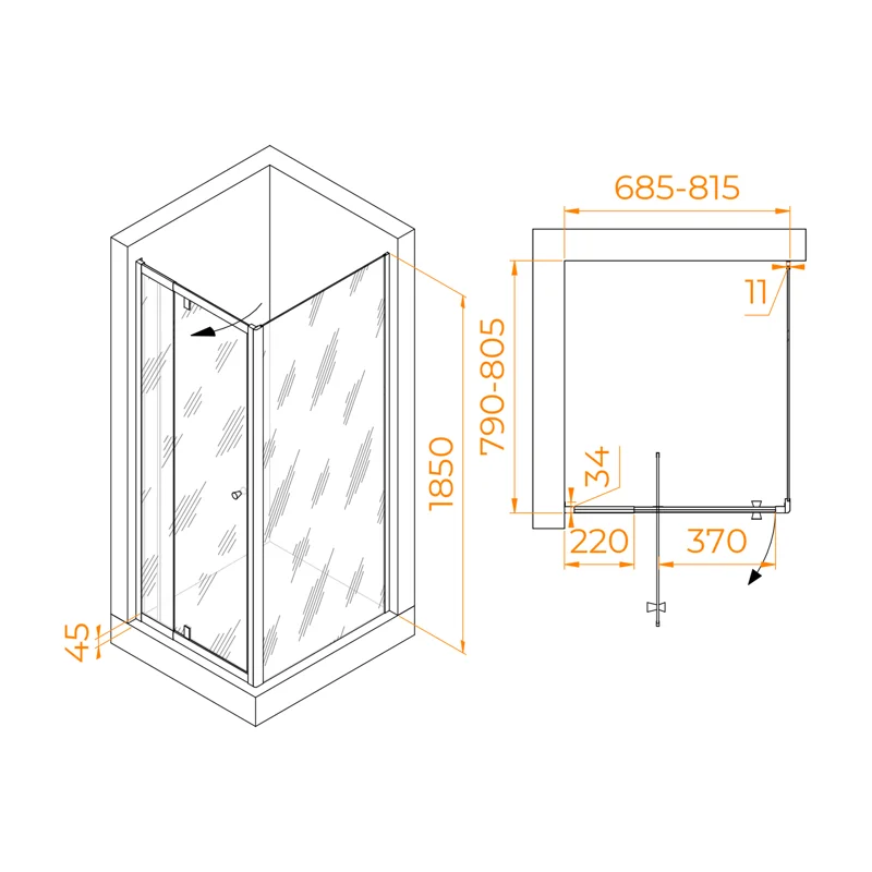 Душевой уголок RGW Passage 41084478-014 70x80 стекло прозрачное 6 мм