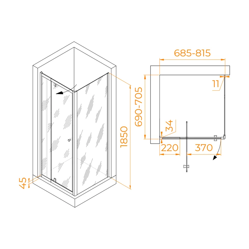 Душевой уголок RGW Passage 41083277-011 70x70 стекло прозрачное 6 мм