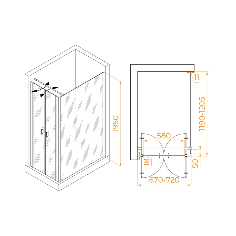Душевой уголок RGW Passage 060814472-014 70x120 стекло прозрачное 6 мм