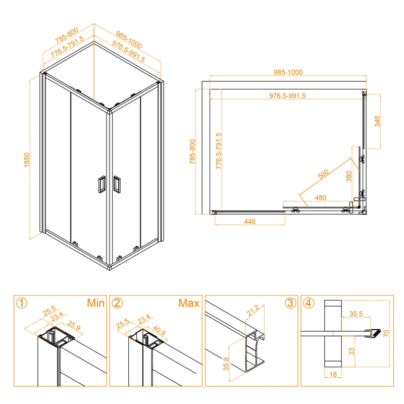 Душевой уголок RGW Classic CL-44B 100х80 32094480-14 профиль Черный стекло прозрачное