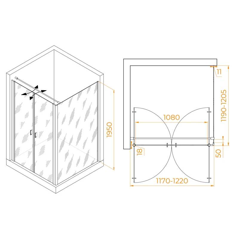 Душевой уголок RGW Passage 060813422-014 120x120 стекло прозрачное 6 мм