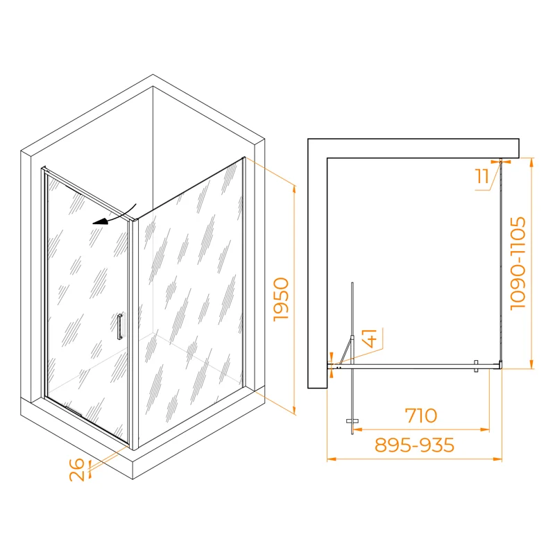 Душевой уголок RGW Stilvoll 703214591-11 90x110 стекло прозрачное 8 мм