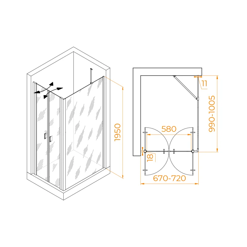 Душевой уголок RGW Passage 060814470-14 70x100 стекло прозрачное 6 мм