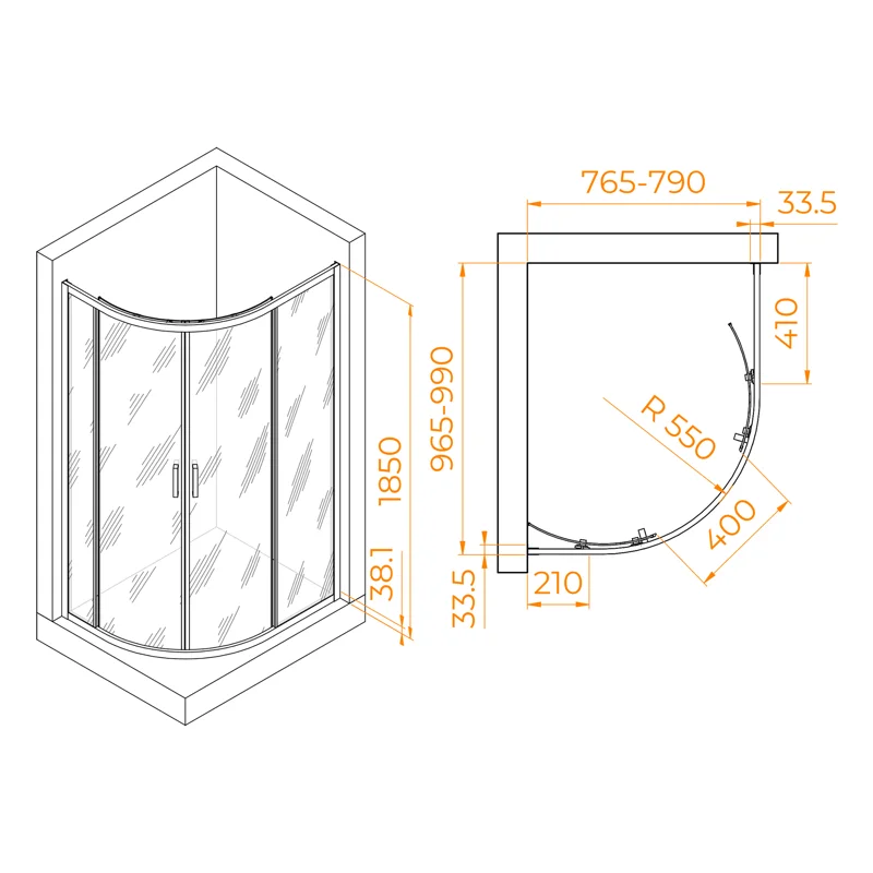 Душевой уголок RGW Passage PA-61 100х80 41086180-11 профиль Хром стекло прозрачное