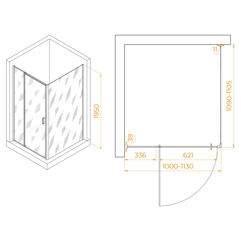 Душевой уголок RGW Passage 350807801-14 100x110 стекло прозрачное 6 мм
