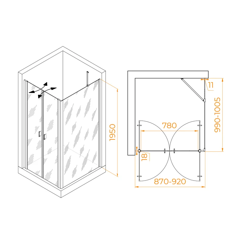 Душевой уголок RGW Passage 060814490-11 90x100 стекло прозрачное 6 мм