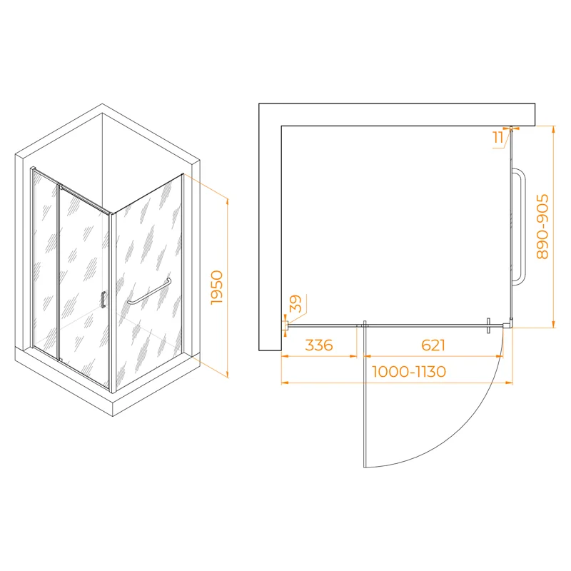 Душевой уголок RGW Passage 3508078109-14 100x90 стекло прозрачное 6 мм