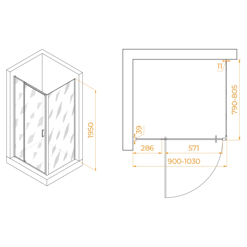 Душевой уголок RGW Passage 350807898-14 90x80 стекло прозрачное 6 мм