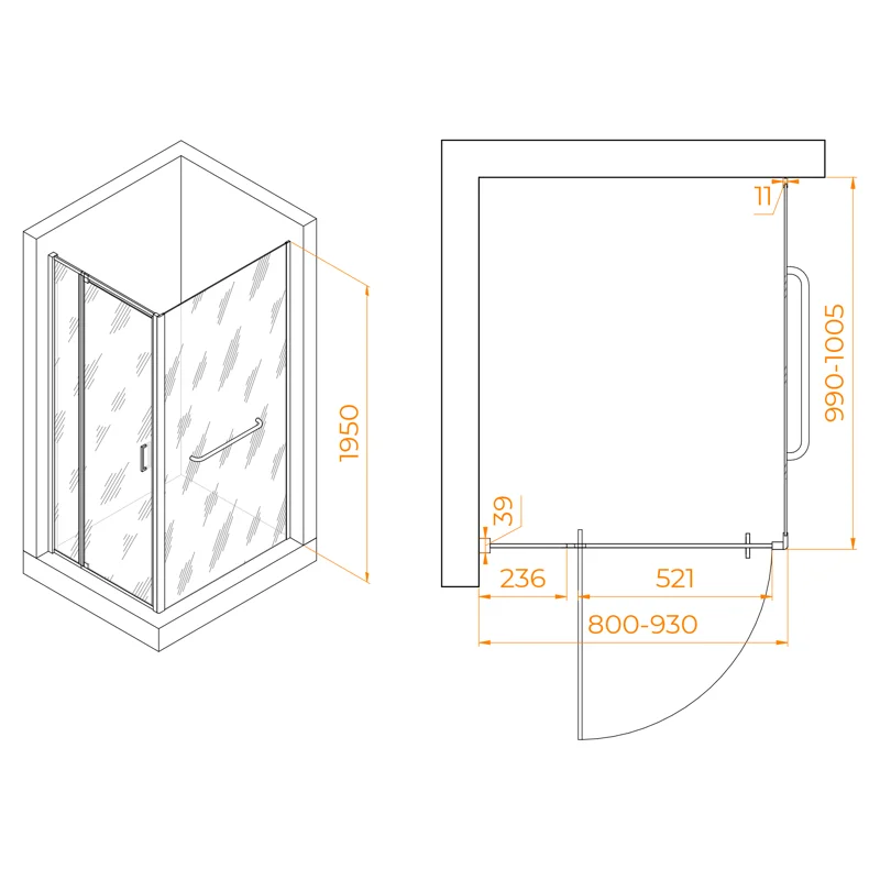 Душевой уголок RGW Passage 3508078180-11 80x100 стекло прозрачное 6 мм