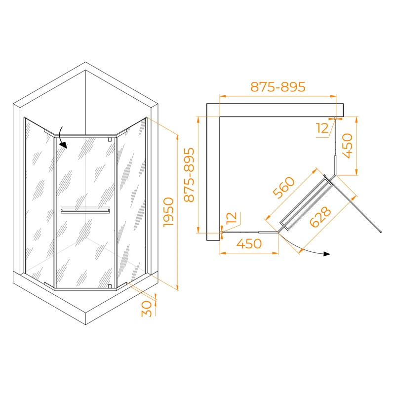 Душевой уголок RGW Passage 41088299-14 90x90 стекло прозрачное 6 мм