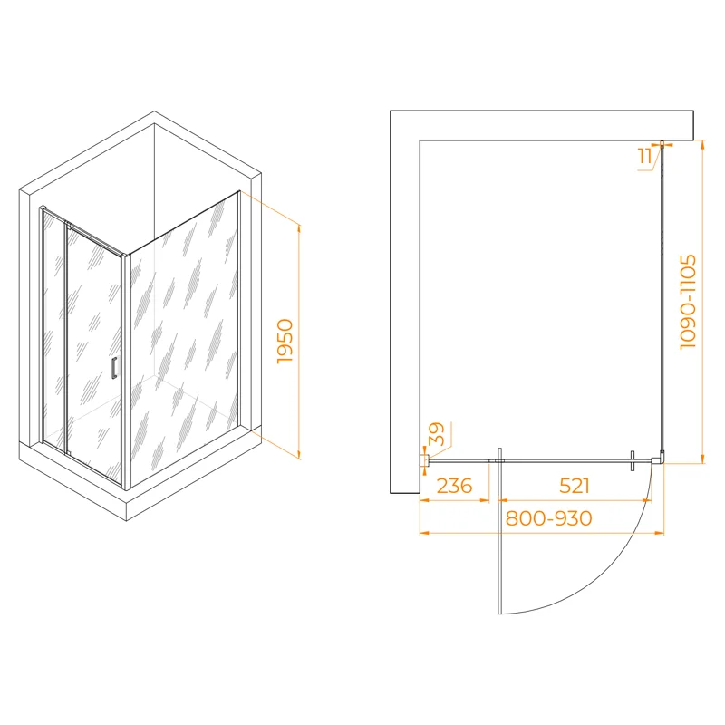 Душевой уголок RGW Passage 350807881-11 80x110 стекло прозрачное 6 мм