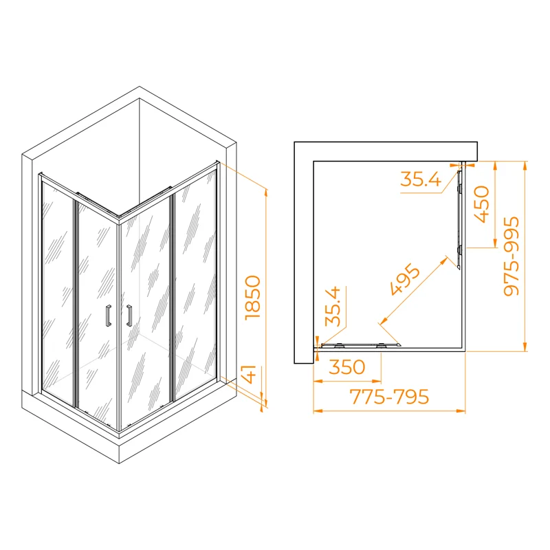 Душевой уголок RGW Passage PA-146B 100x80 020814680-14 профиль Черный стекло прозрачное