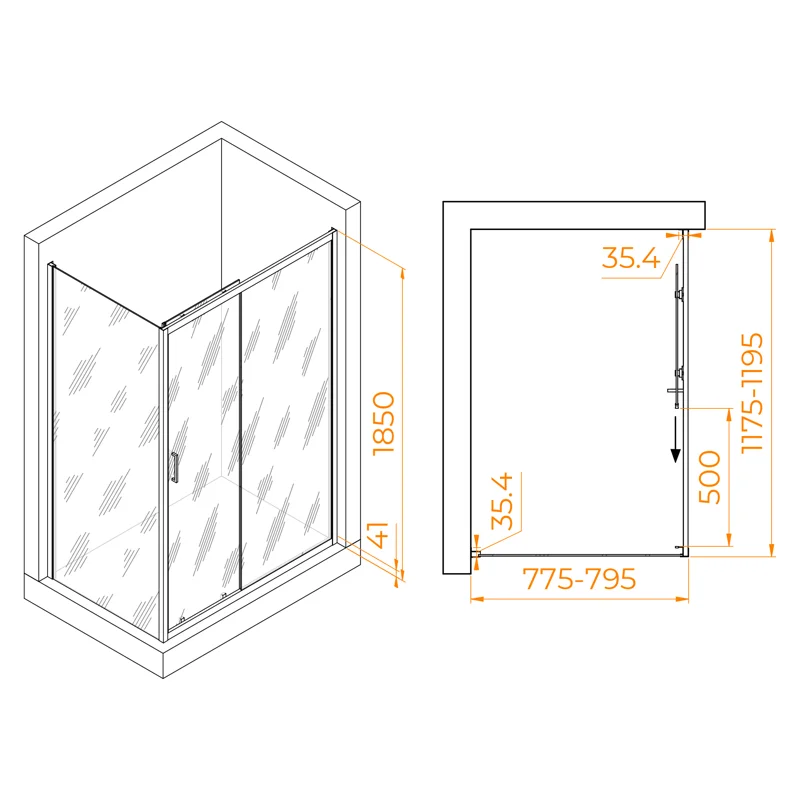 Душевой уголок RGW Passage PA-145 120х80 020814582-11 профиль Хром стекло прозрачное