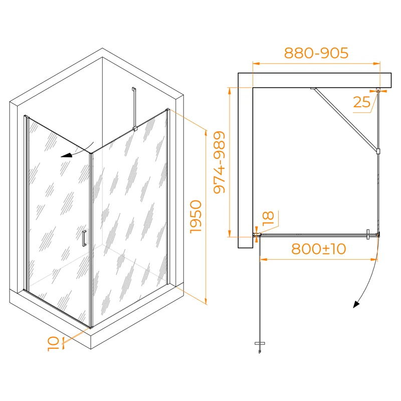 Душевой уголок RGW Leipzig 06123490-11 90x100 стекло прозрачное 6 мм