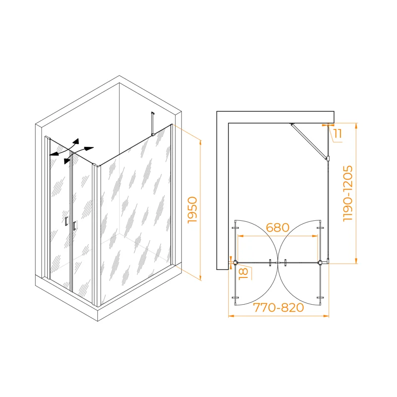 Душевой уголок RGW Passage 060814482-14 80x120 стекло прозрачное 6 мм