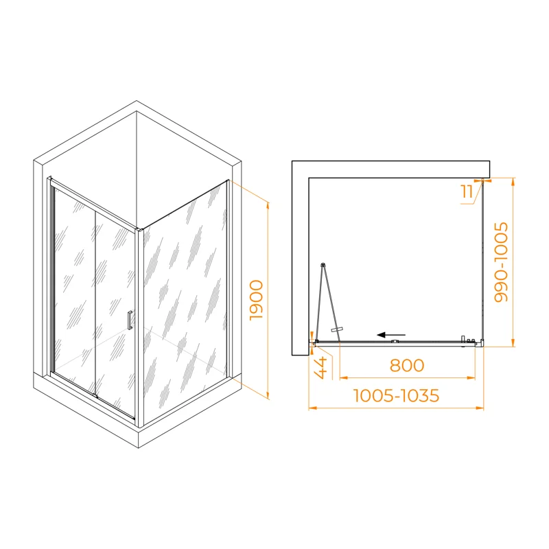 Душевой уголок RGW Passage 060813200-14 100x100 стекло прозрачное 5 мм