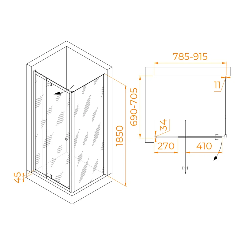 Душевой уголок RGW Passage 41084487-014 80x70 стекло прозрачное 6 мм