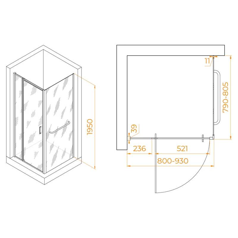 Душевой уголок RGW Passage 3508078188-14 80x80 стекло прозрачное 6 мм