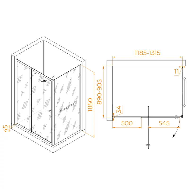 Душевой уголок RGW Passage 410844129-011 120x90 стекло прозрачное 6 мм
