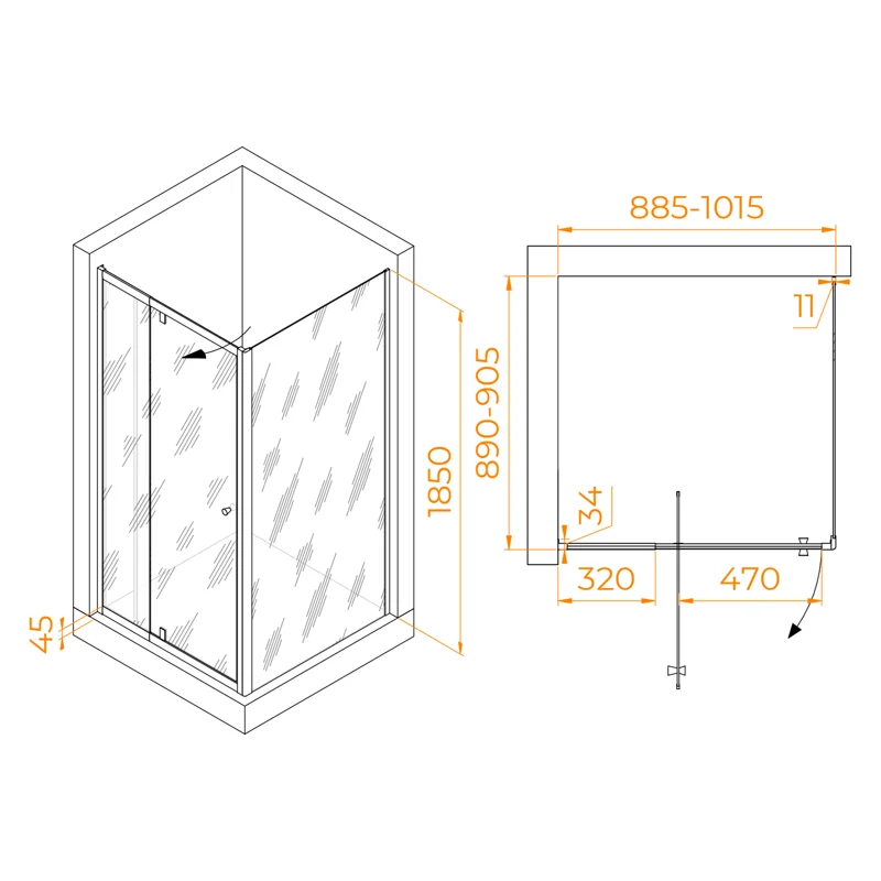 Душевой уголок RGW Passage 41083299-011 90x90 стекло прозрачное 6 мм