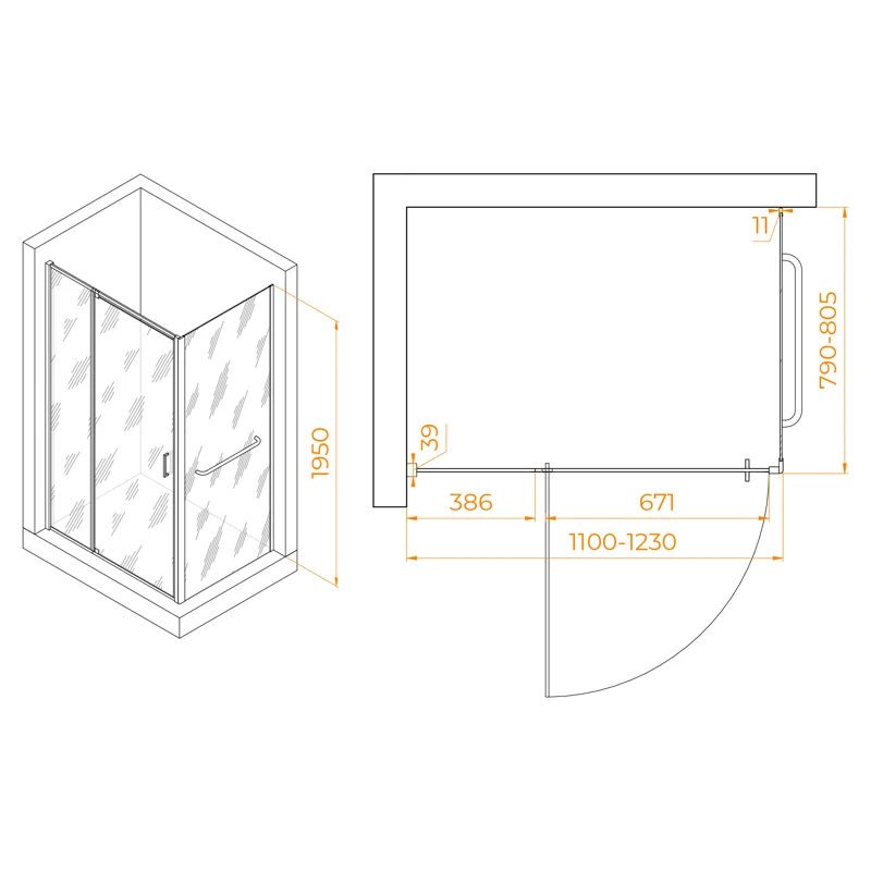 Душевой уголок RGW Passage 3508078118-11 110x80 стекло прозрачное 6 мм