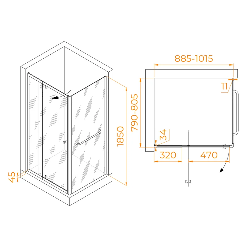 Душевой уголок RGW Passage 410844198-011 90x80 стекло прозрачное 6 мм