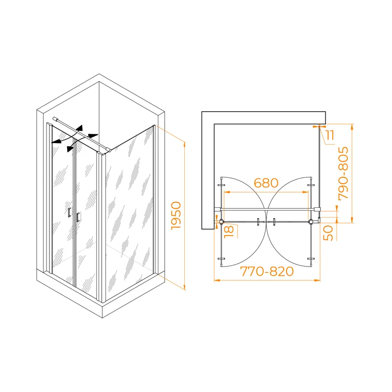Душевой уголок RGW Passage 060813488-014 80x80 стекло прозрачное 6 мм
