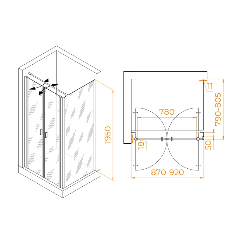 Душевой уголок RGW Passage 060814498-014 90x80 стекло прозрачное 6 мм