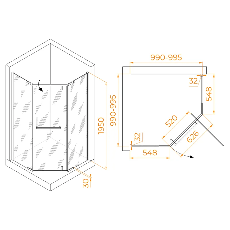 Душевой уголок RGW Hotel HO-081B 100x100 350608100-14 профиль Черный стекло прозрачное