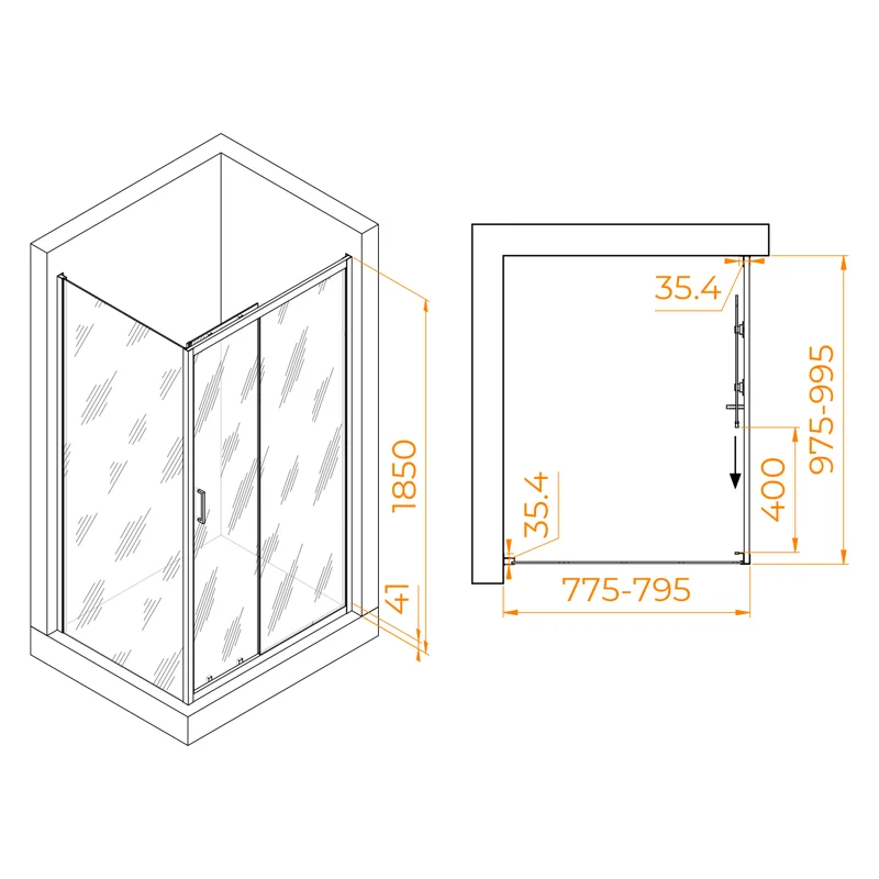 Душевой уголок RGW Passage PA-145 100х80 020814580-11 профиль Хром стекло прозрачное