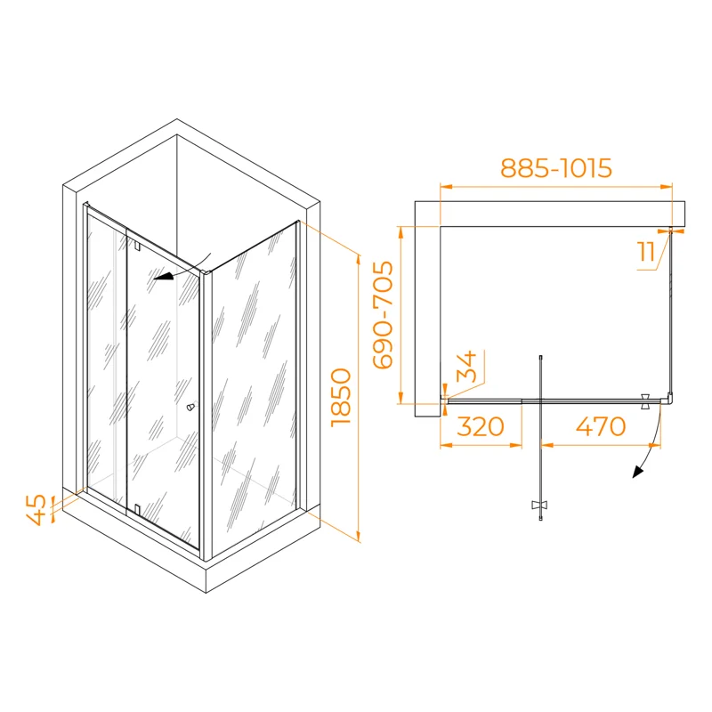 Душевой уголок RGW PA-44 (PA-02 + Z-050-1)