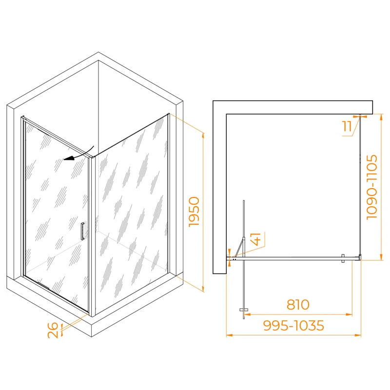 Душевой уголок RGW Stilvoll 703214501-14 100x110 стекло прозрачное 8 мм