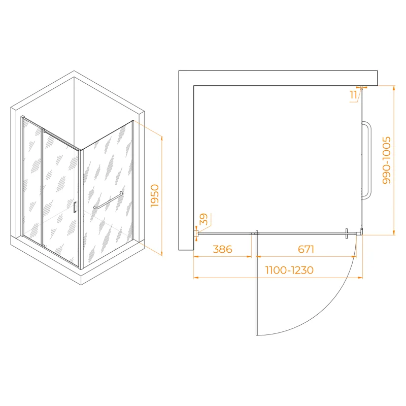 Душевой уголок RGW Passage 3508078110-11 110x100 стекло прозрачное 6 мм