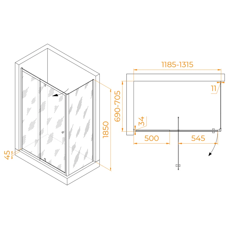 Душевой уголок RGW Passage 41084417-014 120x70 стекло прозрачное 6 мм