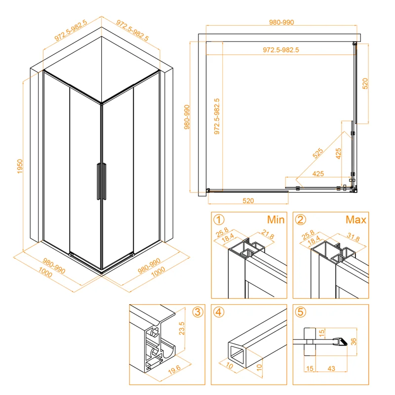 Душевой уголок RGW SV-31 32323100-11 100 х 100 см квадратный, хром